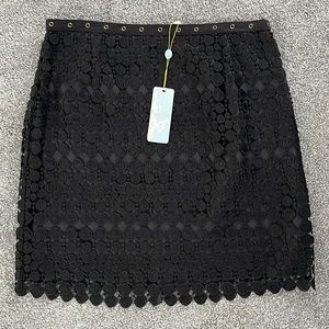 Tracy Reese New York Vintage Mini Skirt with Grommets / Lace Overlay - Size 10